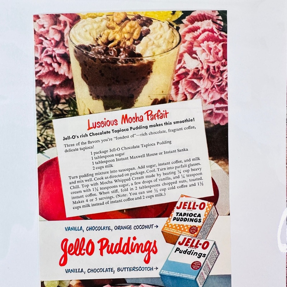 1949 Jello-O Puddings Jello Desserts Recipes -‎ Original Retro PRINT AD
